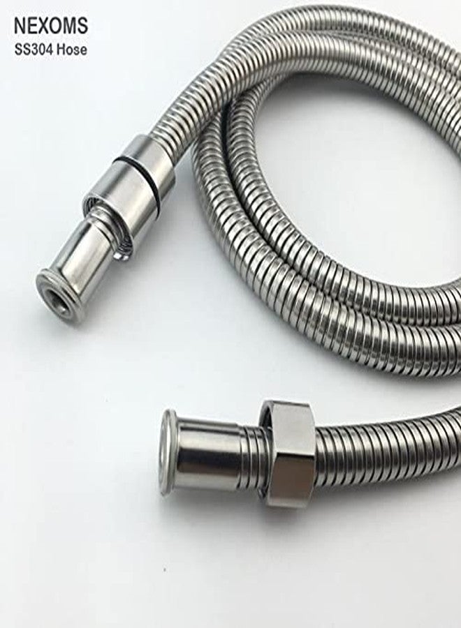 NEXOMS 1.2 Meter SS304 Flexible Shower Hose Tube/Health Faucet Pipe with Stainless Steel Wall Hook - Image 3